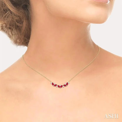 Marquise Shape Gemstone & Diamond Necklace