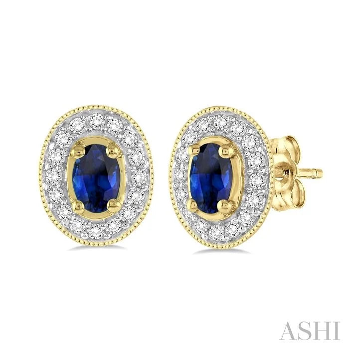Oval Shape Gemstone & Diamond Earrings