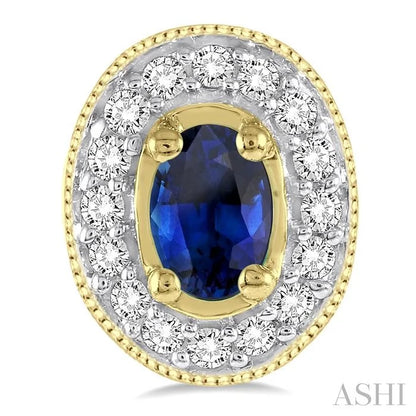 Oval Shape Gemstone & Diamond Earrings