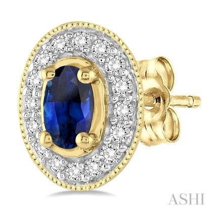 Oval Shape Gemstone & Diamond Earrings