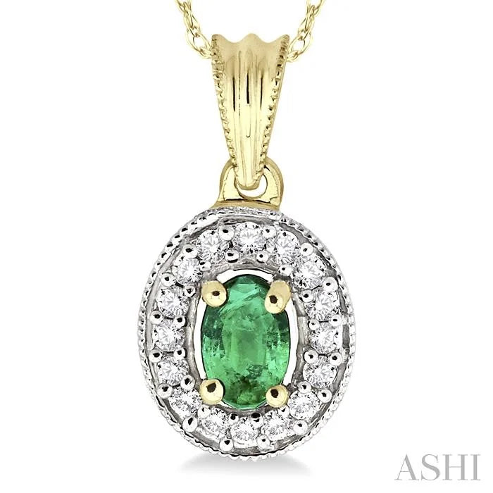 Oval Shape Gemstone & Halo Diamond Pendant