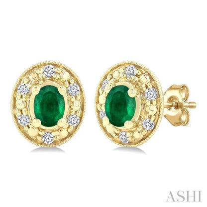Oval Shape Gemstone & Diamond Earrings