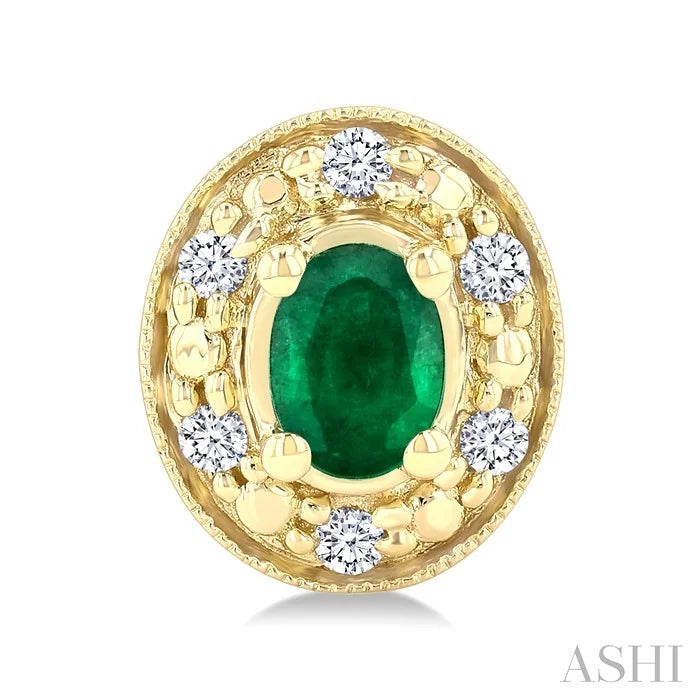 Oval Shape Gemstone & Diamond Earrings