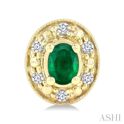 Oval Shape Gemstone & Diamond Earrings