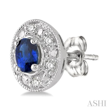 Oval Shape Gemstone & Diamond Earrings