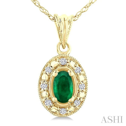 Oval Shape Gemstone & Halo Diamond Pendant