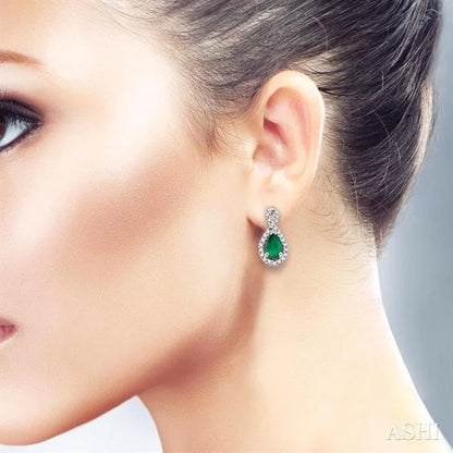Pear Shape Gemstone & Halo Diamond Earrings