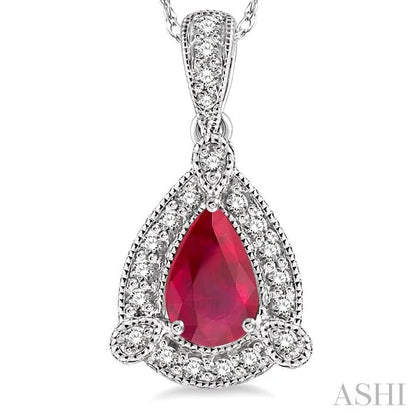 Pear Shape Gemstone & Halo Diamond Pendant