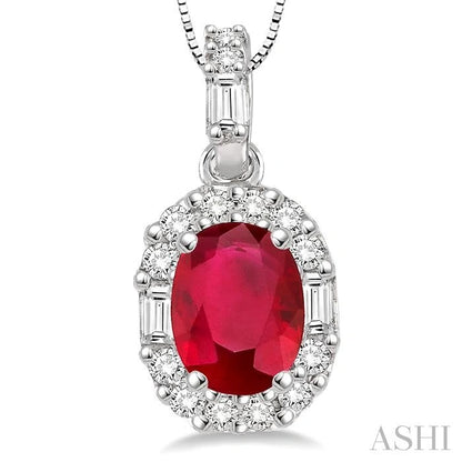 Oval Shape Gemstone & Halo Diamond Pendant