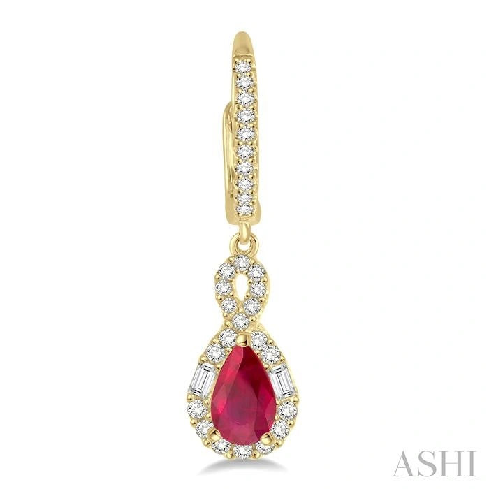 Pear Shape Gemstone & Halo Diamond Earrings