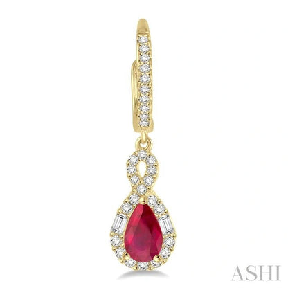 Pear Shape Gemstone & Halo Diamond Earrings
