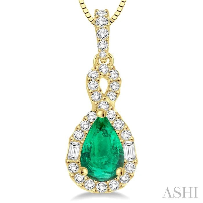 Pear Shape Gemstone & Halo Diamond Pendant