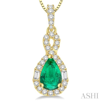 Pear Shape Gemstone & Halo Diamond Pendant