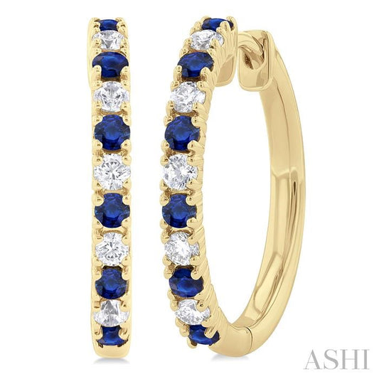 Alternate Gemstone & Diamond Hoop Earrings
