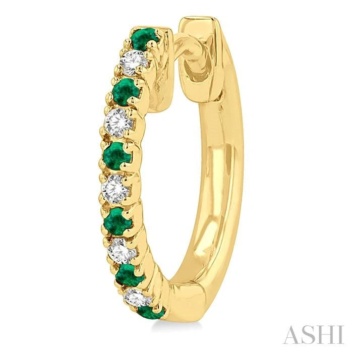Alternate Gemstone & Diamond Huggie Fashion Earrings
