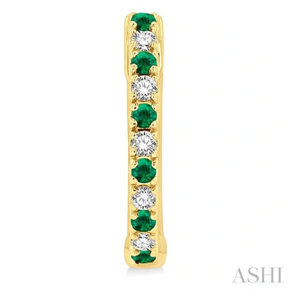 Alternate Gemstone & Diamond Huggie Fashion Earrings