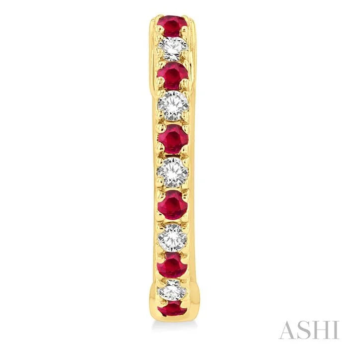Alternate Gemstone & Diamond Huggie Fashion Earrings