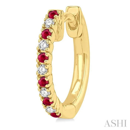 Alternate Gemstone & Diamond Huggie Fashion Earrings
