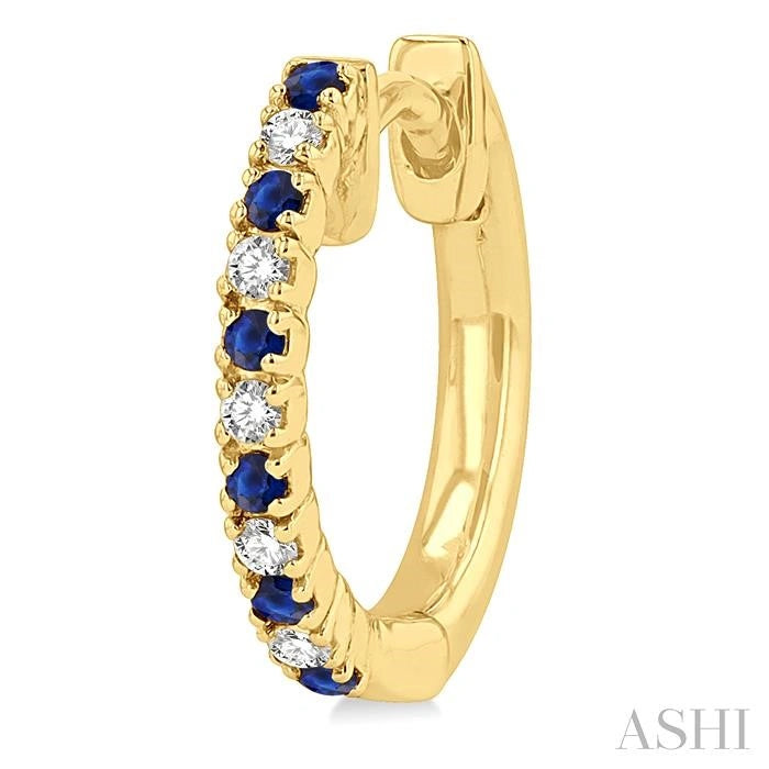 Alternate Gemstone & Diamond Huggie Fashion Earrings