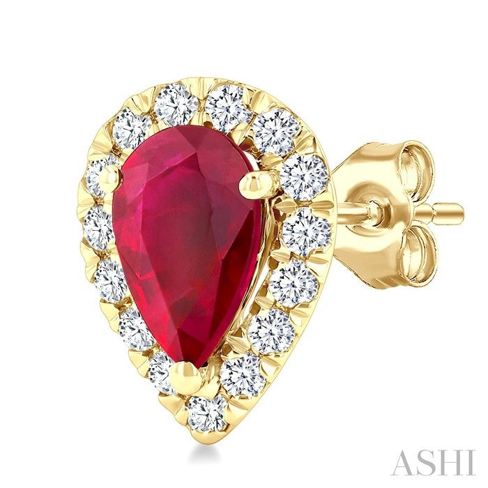 Pear Shape Gemstone & Halo Diamond Earrings