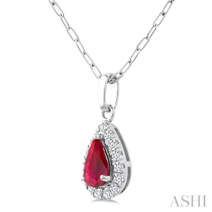 Pear Shape Gemstone & Halo Diamond Pendant