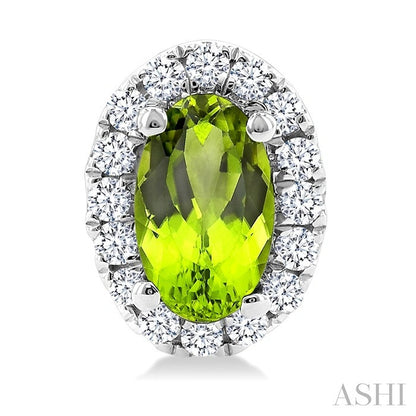 Oval Shape Gemstone & Halo Diamond Earrings