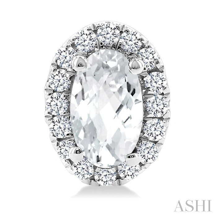 Oval Shape Gemstone & Halo Diamond Earrings