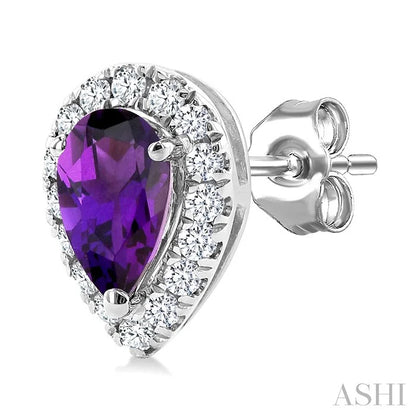 Pear Shape Gemstone & Halo Diamond Earrings