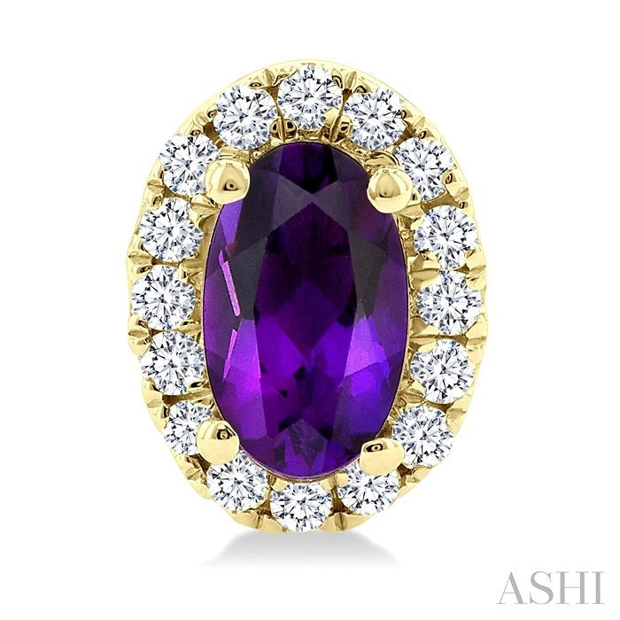 Oval Shape Gemstone & Halo Diamond Earrings