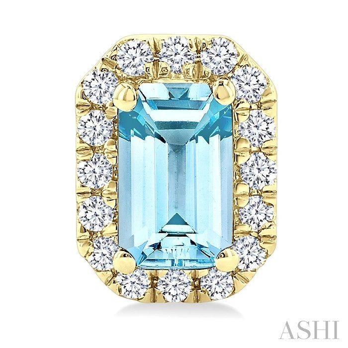 Emerald Shape Gemstone & Halo Diamond Earrings