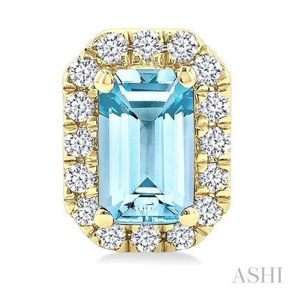 Emerald Shape Gemstone & Halo Diamond Earrings