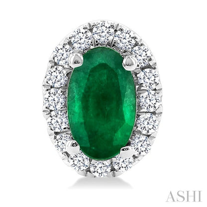 Oval Shape Gemstone & Halo Diamond Earrings