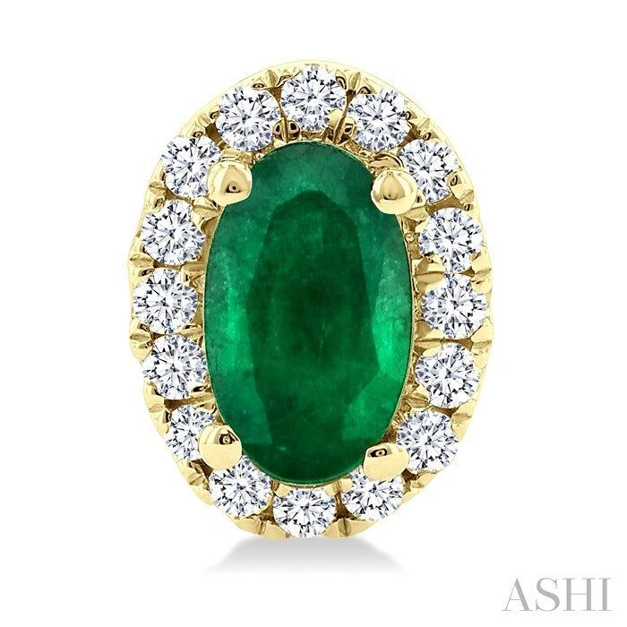 Oval Shape Gemstone & Halo Diamond Earrings