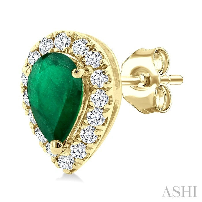 Pear Shape Gemstone & Halo Diamond Earrings