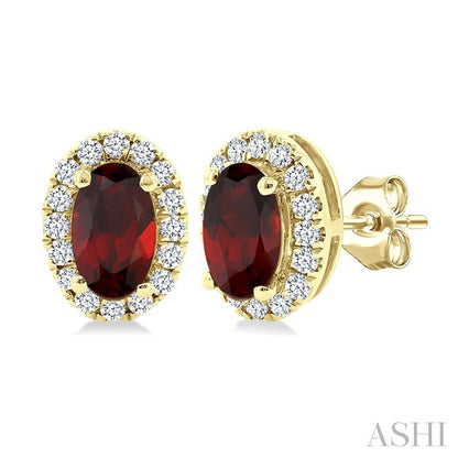 Oval Shape Gemstone & Halo Diamond Earrings