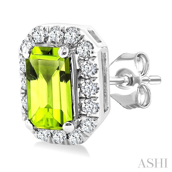 Emerald Shape Gemstone & Halo Diamond Earrings