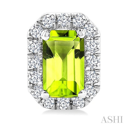 Emerald Shape Gemstone & Halo Diamond Earrings