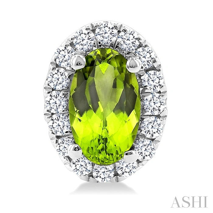 Oval Shape Gemstone & Halo Diamond Earrings