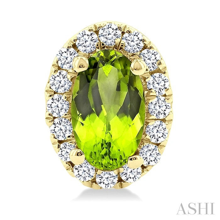 Oval Shape Gemstone & Halo Diamond Earrings
