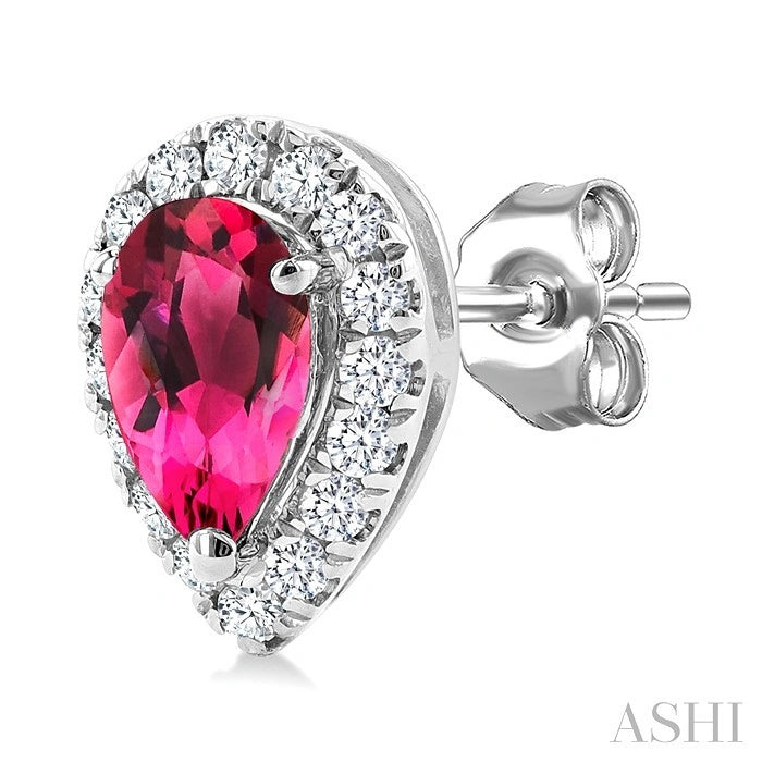 Pear Shape Gemstone & Halo Diamond Earrings
