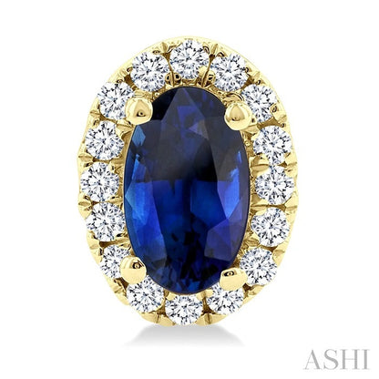 Oval Shape Gemstone & Halo Diamond Earrings