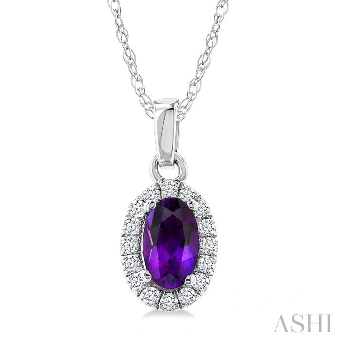 Oval Shape Gemstone & Halo Diamond Pendant