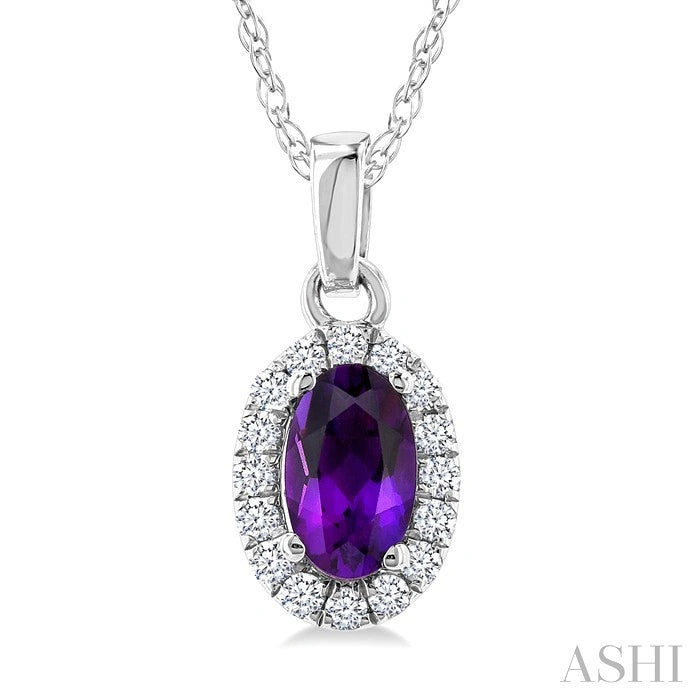 Oval Shape Gemstone & Halo Diamond Pendant