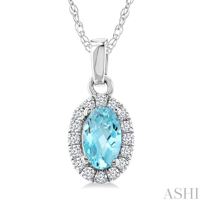 Oval Shape Gemstone & Halo Diamond Pendant
