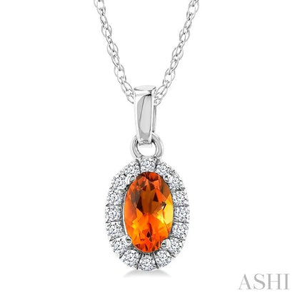 Oval Shape Gemstone & Halo Diamond Pendant