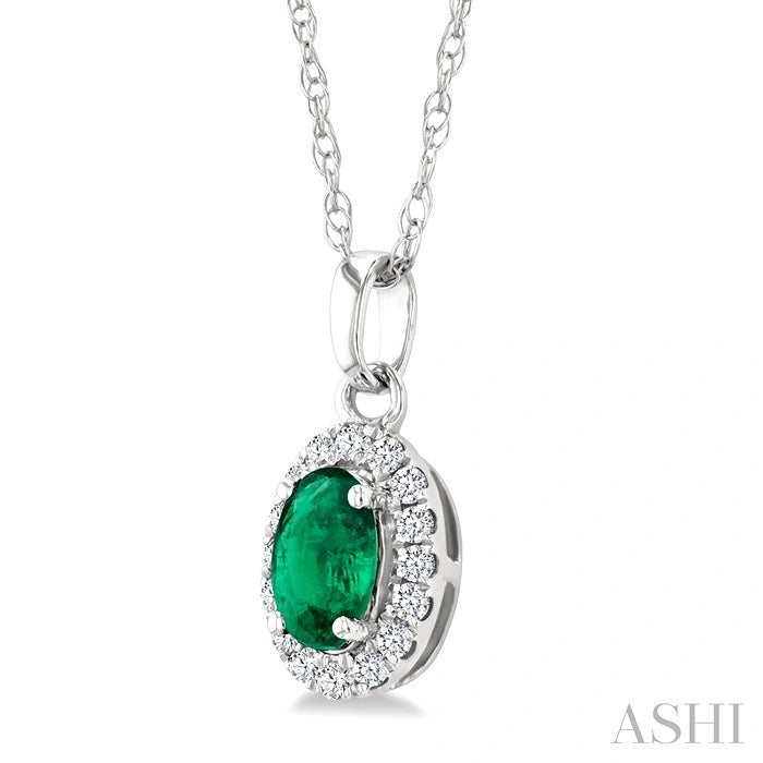 Oval Shape Gemstone & Halo Diamond Pendant