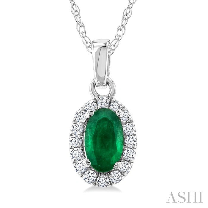 Oval Shape Gemstone & Halo Diamond Pendant