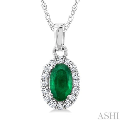 Oval Shape Gemstone & Halo Diamond Pendant