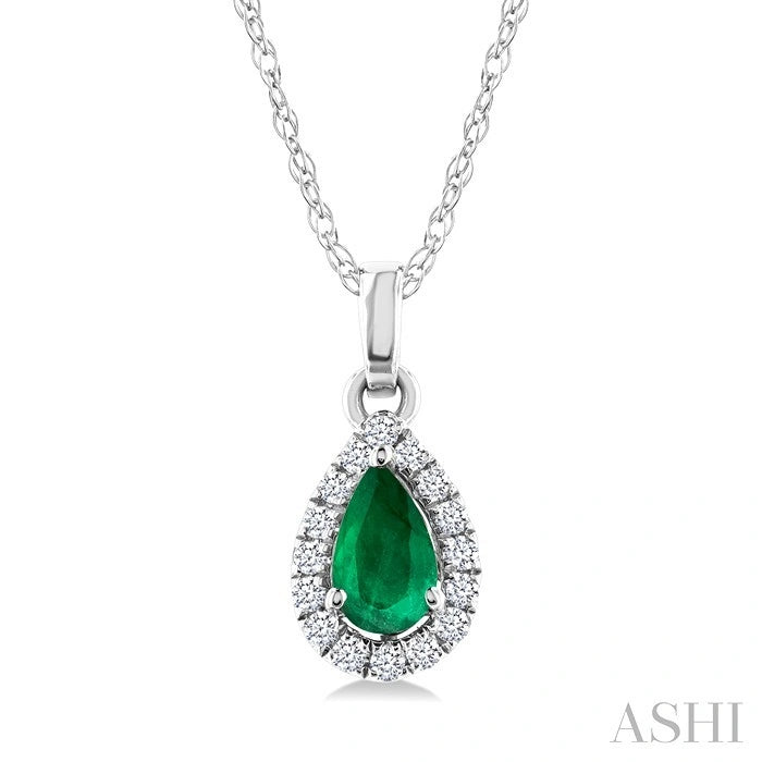 Pear Shape Gemstone & Halo Diamond Pendant