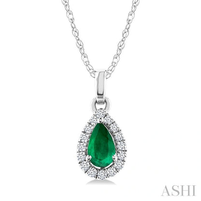 Pear Shape Gemstone & Halo Diamond Pendant